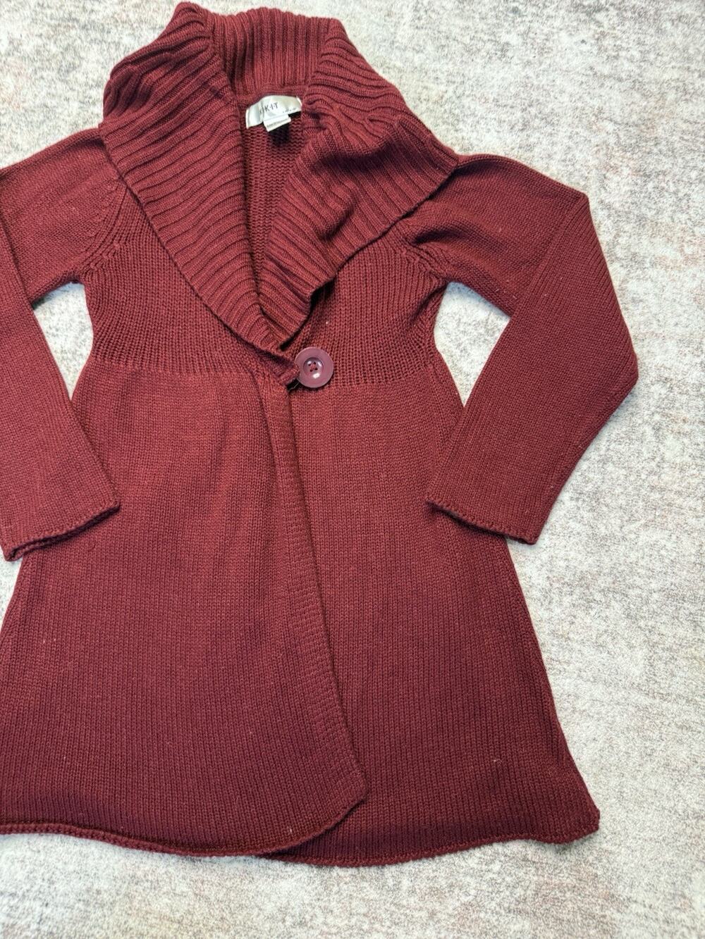 K-I-K-I-T Burgandy Marion Cardigan sweater Sz S-fall Y2K College